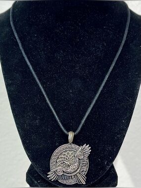 Handmade Bronze Raven Pendant Necklace